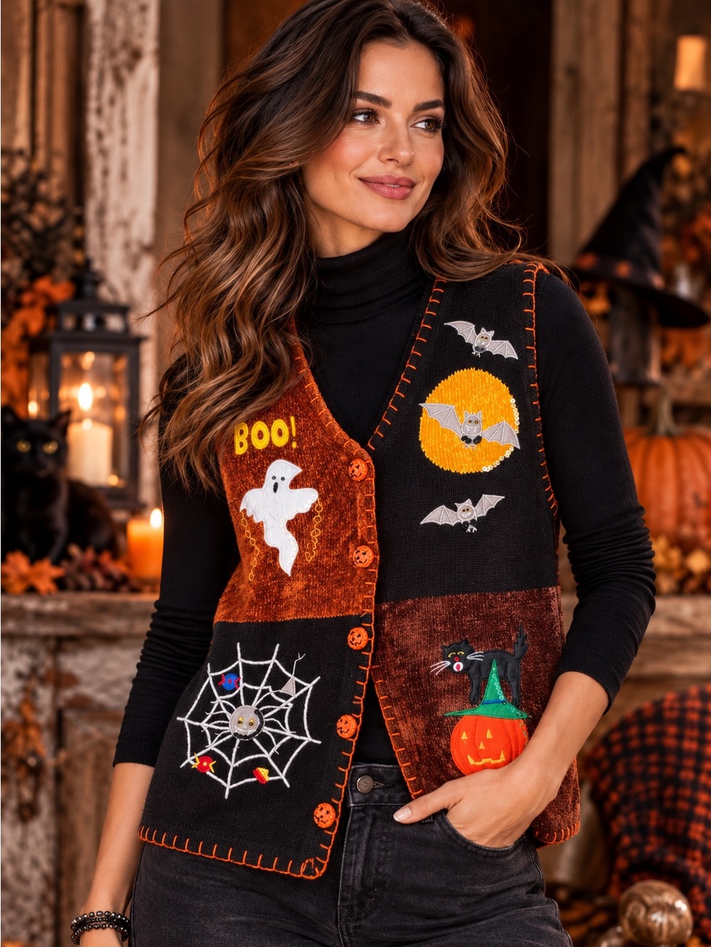 Halloween theme cotton vest